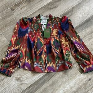 Alden Colorful Patterned Blouse size medium NWT